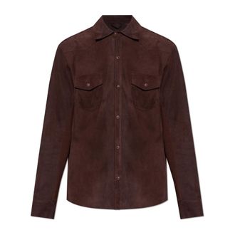 Eleventy Su&egrave;de Shirt - Heren - Leren en Su&egrave;de Jassen - Rood - 2XL - Su&egrave;de - Jassen