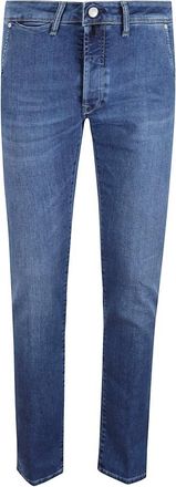 Incotex Stretch Denim Broek met Su&egrave;de Patch - Heren - Slim Fit Jeans - Blauw - W36 - Denim - Jeans