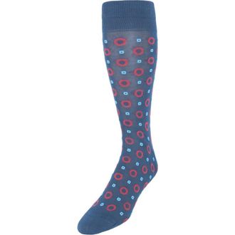 Trafalgar Store Redondo Circular Patterned Mid-Calf Mercerized Cotton Socks in Blue at Nordstrom
