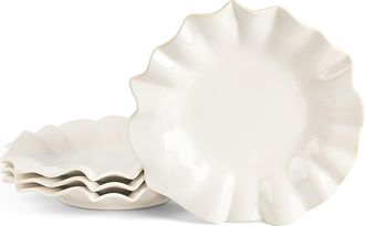 Marchesa Lotus Stoneware Dinner Plate Set of 4 in White at Nordstrom