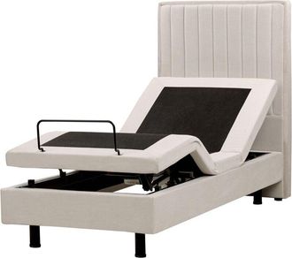 Beliani Cama articulada eléctrica moderna mando a distancia ajustable tapicería de tela beige claro 80 x 200 cm Duke ii