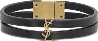 Saint Laurent Cassandre Double-strand Leather Bracelet