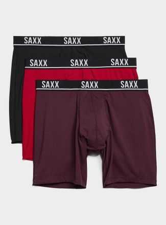 Saxx Mens 6 solid micro-perforated boxer briefs ESSENTIAL PERFORMANCE MESH 3-pack