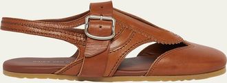 Dries Van Noten Cutout Leather Slingback Flats
