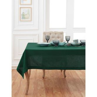 Solino Home Linen Tablecloth for Dining Table, Holiday and Everyday Table Decor - Classic Hemstitch in Rainforest at Nordstrom, Size X-Small