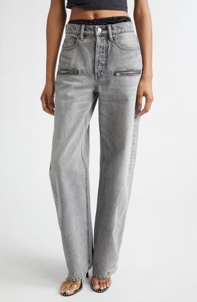 Alexander Wang Silk Prestyle Float Barrel Leg Jeans in Washed Grey at Nordstrom, Size 31
