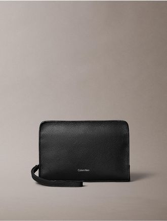 Calvin Klein Mens Foil Embossed Logo Pouch - Black