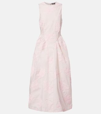 Rotate Abito midi in cotone con ricamo floreale