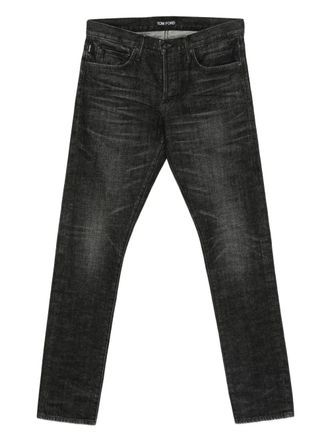Tom Ford faded jeans - men - Polyurethane/Polyester/Cotton/Cotton - 36 - Black