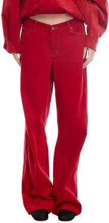 Lioness Rebels Low Rise Wide Leg Corduroy Pants in Crimson at Nordstrom Rack, Size X-Small