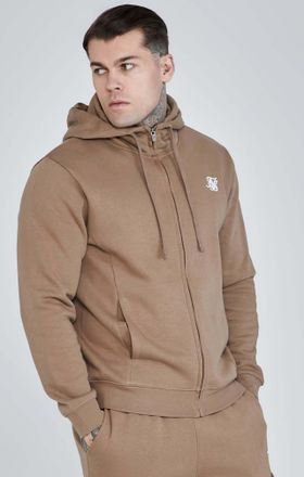 Siksilk Trainingskapuzenpullover SIKSILK Siksilk Sweatjacken Essentials Full Zip Hoodie, Herren, Gr. XXL, braun, Obermaterial: 80% Baumwolle CO. 20% Polyester