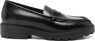 Bally Black Polished Leather Penny Loafers