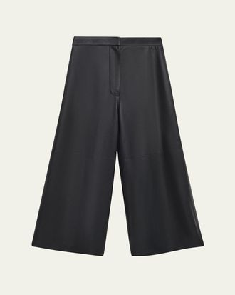 Loewe Leather Wide-Leg Cropped Trousers