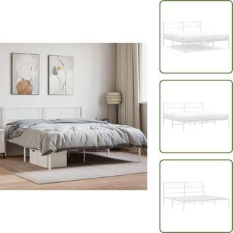 vidaXL Letto con doghe in metallo - vidaXL Giroletto con Testiera Metallo Bianco 160x200 cm - Letto con spazio sotto