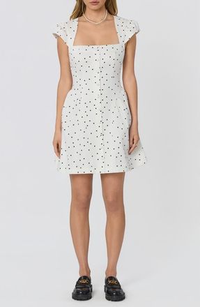ASTR the Label Averi Polka Dot Minidress in White/Black Polka Dot at Nordstrom, Size X-Large