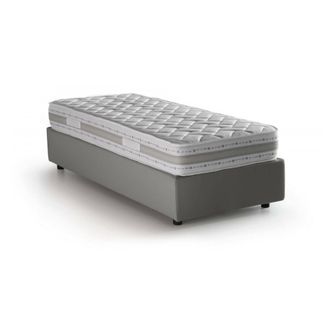 Dmora Cama Individual Rachele, Cama Contenedor Con Revestimiento De Tela, 100% Made In Italy, Apertura Frontal, Con Colch&oacute;n 80x200 Cm Incluido, Gris, Con Em
