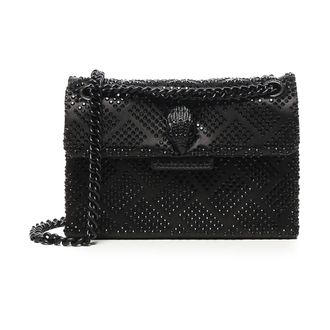 Kurt Geiger Tassen, Dames, Zwart, ONE Size, Kristal Ketting Zwarte Schoudertas