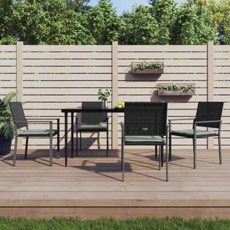 vidaXL Juego Comedor Jard&iacute;n 5 Piezas Y Cojines Rat&aacute;n Sint&eacute;tico Y Acero Vidaxl