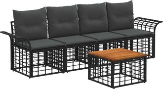 vidaXL Conjunto De Sof&aacute;s De Exterior 5 Uds. Negro Y Gris Oscuro Vidaxl