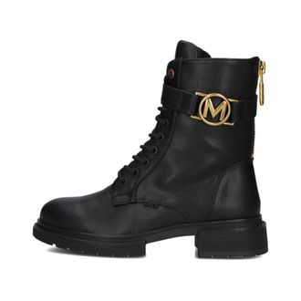 Mexx Schoenen, Dames, Zwart, 42 EU, Wol, Zwarte Leren Veterschoenen