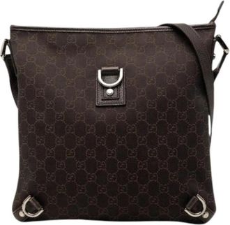 Gucci Pre-owned Canvas Shoulder Bag - Dames - Vintage Schoudertas - Bruin - ONE Size - Leer - Vintage