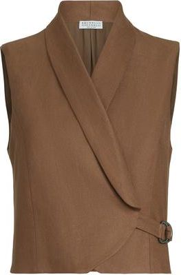Brunello Cucinelli Linen diagonal vest in Mou at Nordstrom, Size 48 It