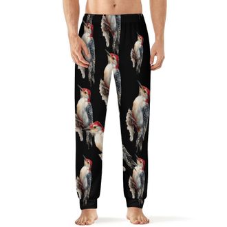 Generic Watercolor Woodpecker Bird Mens Pajama Pants Lounge Pant Sleepwear PJ Bottoms Soft L