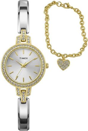Timex Aveline Bracelet Watch & Charm Bracelet Gift Set, 28mm in Gold Two-Tone at Nordstrom