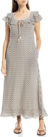 Max Studio Flutter Sleeve Maxi Dress in Cream/Black at Nordstrom Rack, Size X-Large