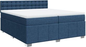 vidaXL Cama Box Spring Con Colch&oacute;n Tela Azul 200x200 Cm Vidaxl