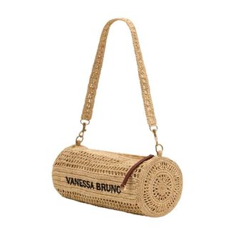 Vanessa Bruno Raffia Crochet Shoulder Bag - Beige