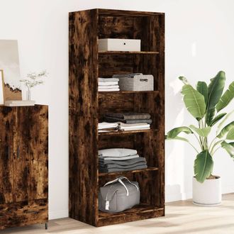 Berkfield Home Wardrobe Smoked Oak 80x50x200 cm Engineered Wood in Brown | Size: 80 x 50 x 200 cm