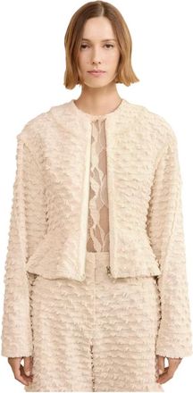 Ulla Johnson Rosalind Zip Peplum Jacket - Dames - Vesten - Beige - M - Katoen - Truien & Vesten