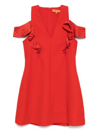 Stine Goya Mini-jurk met ruchemouwen - Rood