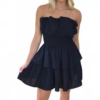 Glam Ruffle Tube Mini Dress In Black