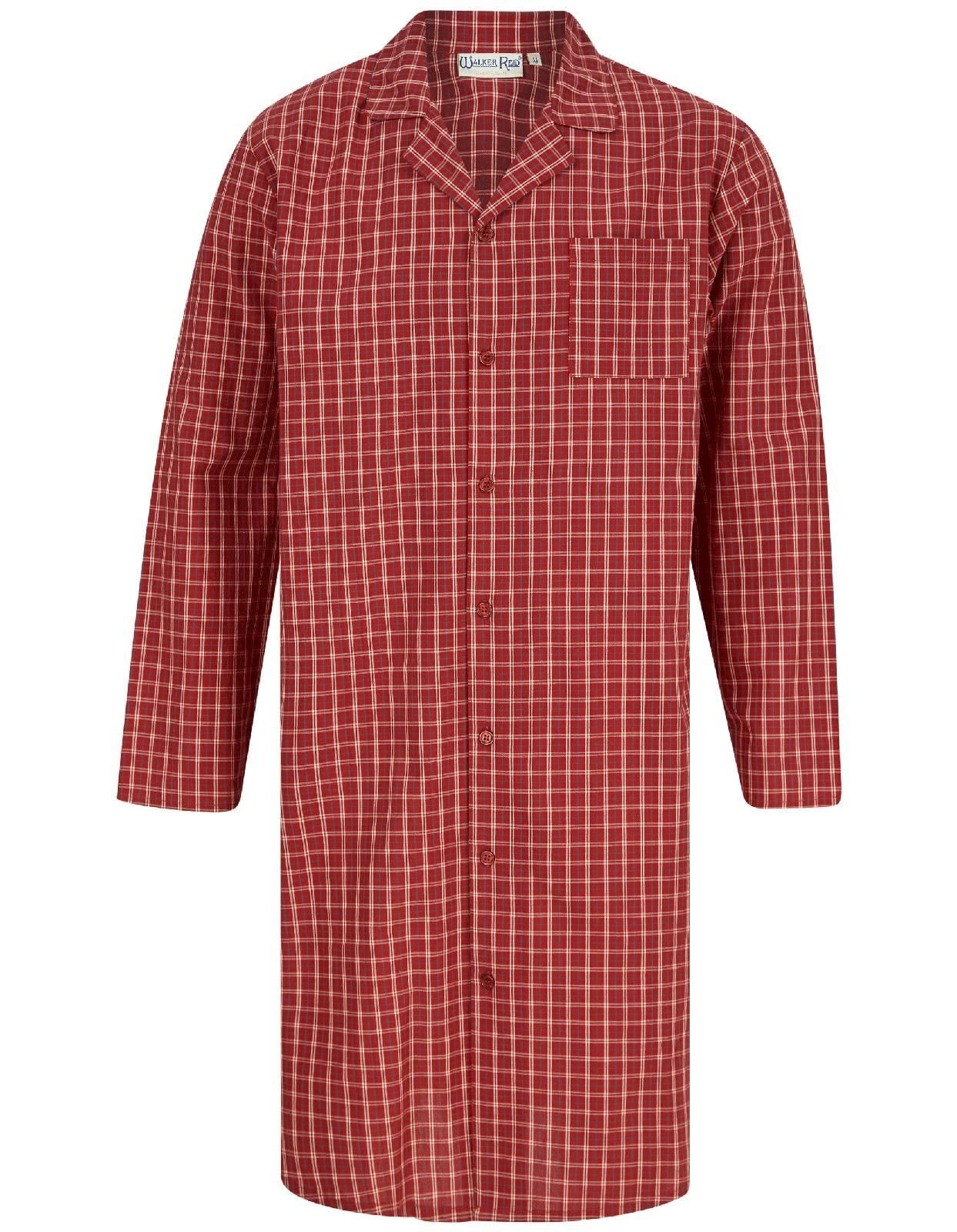 Slenderella Walker Reid Mens Red Check Nightshirt Woven Cotton
