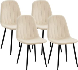 Clp Clp - Juego De 4 Sillas De Comedor Baxter En Terciopelo Crema