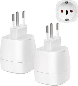 No Brand Adaptador De Viaje Franc&eacute;s Aplicable [2 Piezas] De Francia A Suiza, De 2 Pines Europa A 3 Pines Tipo J, Adaptador De Enchufe Para Maldivas, Ruanda, Li