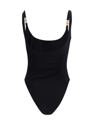 Versace Womens Medusa 95 Gathered Swimsuit Black Polyamide; Elastane Swimwear Sea Clothing