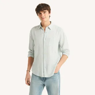 Nautica Mens Textured Striped Shirt
