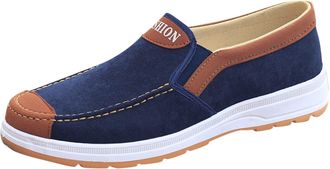 Generic All Season Fashion Men Casual Slip On Shoes Flat Bottom Non Slip Comfortable Elastic Cloth Design (Blue, 7.5)