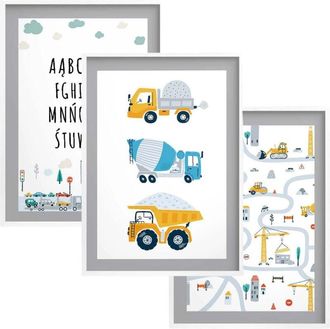 OEM P&oacute;sters Con Marcos Para Habitaci&oacute;n Infantil Cuadros De Pared Para Ni&ntilde;o Coches