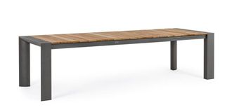 Konte Design Mesa extensible de aluminio antracita y madera de teca 228x100-294x100