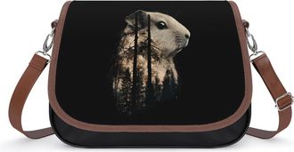 Generic Guinea Pig with Forests Crossbody Bags for Women Fashion Leather Shoulder Handbags With Adjustable Strap