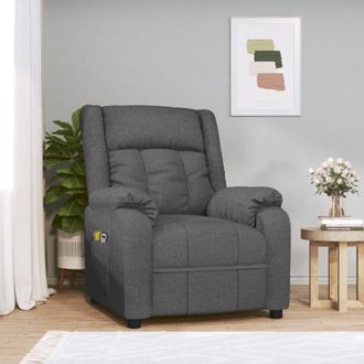 vidaXL Sill&oacute;n De Masaje El&eacute;ctrico Tela Gris Oscuro Vidaxl