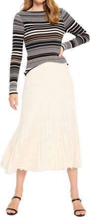 Nic+Zoe Striped Ribed Sweater Tee In Black Multi