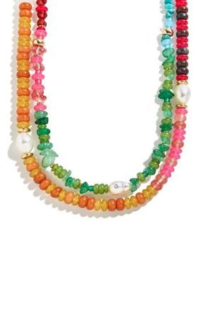 BaubleBar Harper Semiprecious Stone Layered Necklace in White Multi at Nordstrom