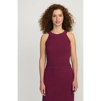 Lands End Gassed Cotton Pointelle Halter Top Sweater Set Top in Burgundy Spritz at Nordstrom, Size X-Large