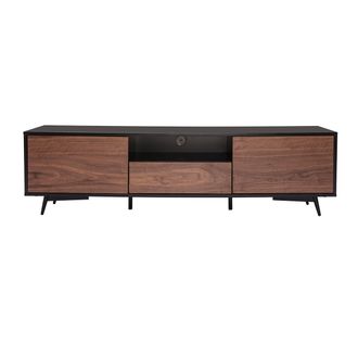 Miliboo Miliboo - Mueble Tv Negro Mate Y Contrachapado De Nogal Con 2 Puertas Y 1 Caj&oacute;n 160 Cm Mermoz