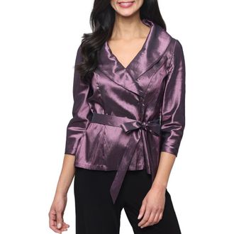 Alex Evenings Portrait Collar Faux Wrap Top in Orchid at Nordstrom, Size X-Large